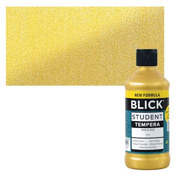 Open in modal - Blick Student Tempera Paint - Metallic Gold, 8 oz Bottle and swatch