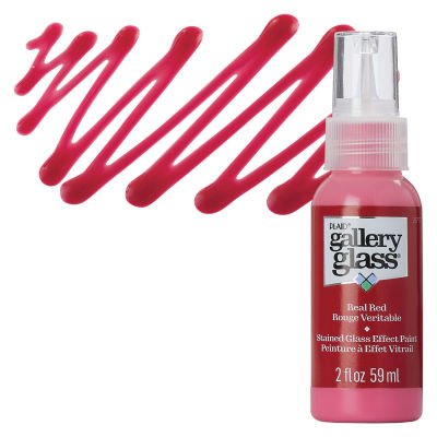 Gallery Glass Paint - Real Red, 2 oz swatch with bottle
