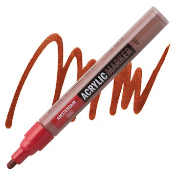 Open in modal - Amsterdam Acrylic Marker - Burnt Sienna, 4 mm marker and swatch