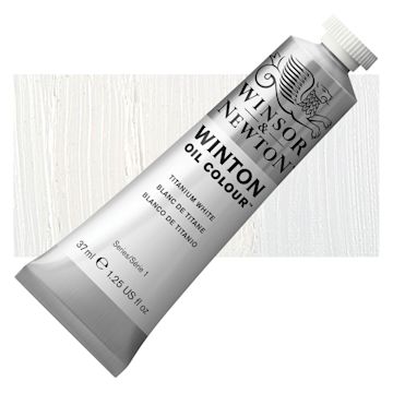 Open in modal - Winsor & Newton Winton Oil Color - Titanium White, 37 ml tube and swatch