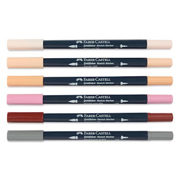 Open in modal - Faber-Castell Goldfaber Sketch Dual-Tip Markers - Portrait, Set of 6, caps on