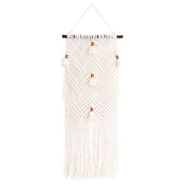Solid Oak Make-ramé Macramé Wall Hanging Kit - Chevrons and Tassels (Completed wall hanging)