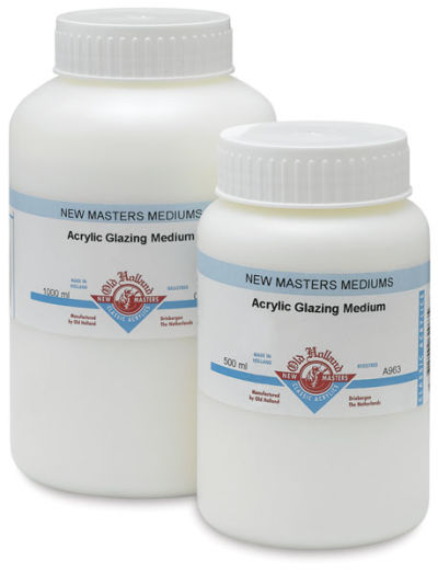 New Masters Acrylic Glazing Mediums - Front view of two sizes of Jars 
