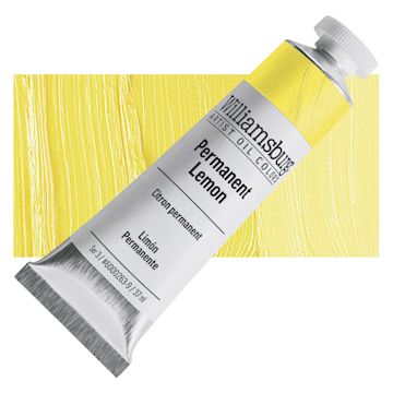 Open in modal - Williamsburg Handmade Oil Paint - Permanent Lemon, 37 ml tube and swatch