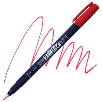 Tombow Fudenosuke Brush Pen - Red, Hard Tip