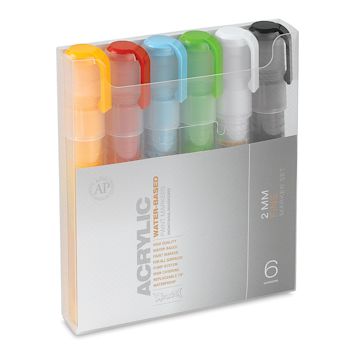Open in modal - Montana Acrylic Markers - Set of 6, Assorted Colors, Fine Point