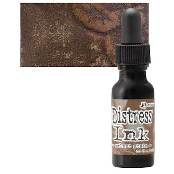 Open in modal - Ranger Distress Ink Pad Re-Inker - Walnut Stain bottle and swatch
