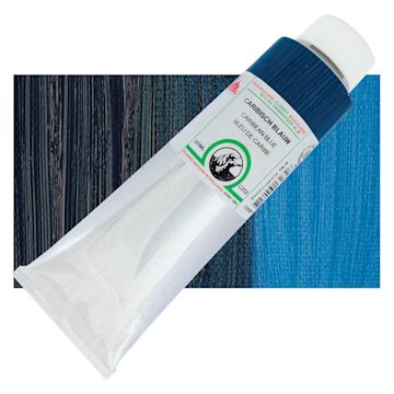 Open in modal - Old Holland Classic Oil Color - Caribbean Blue, 225 ml tube and swatch
