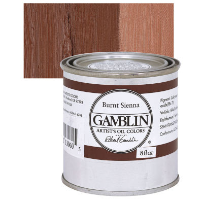Gamblin Artist's Oil Color - Burnt Sienna, 8 oz Can