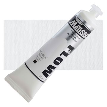 Open in modal - Matisse Flow Acrylic Paint - Titanium White, 75 ml tube and swatch