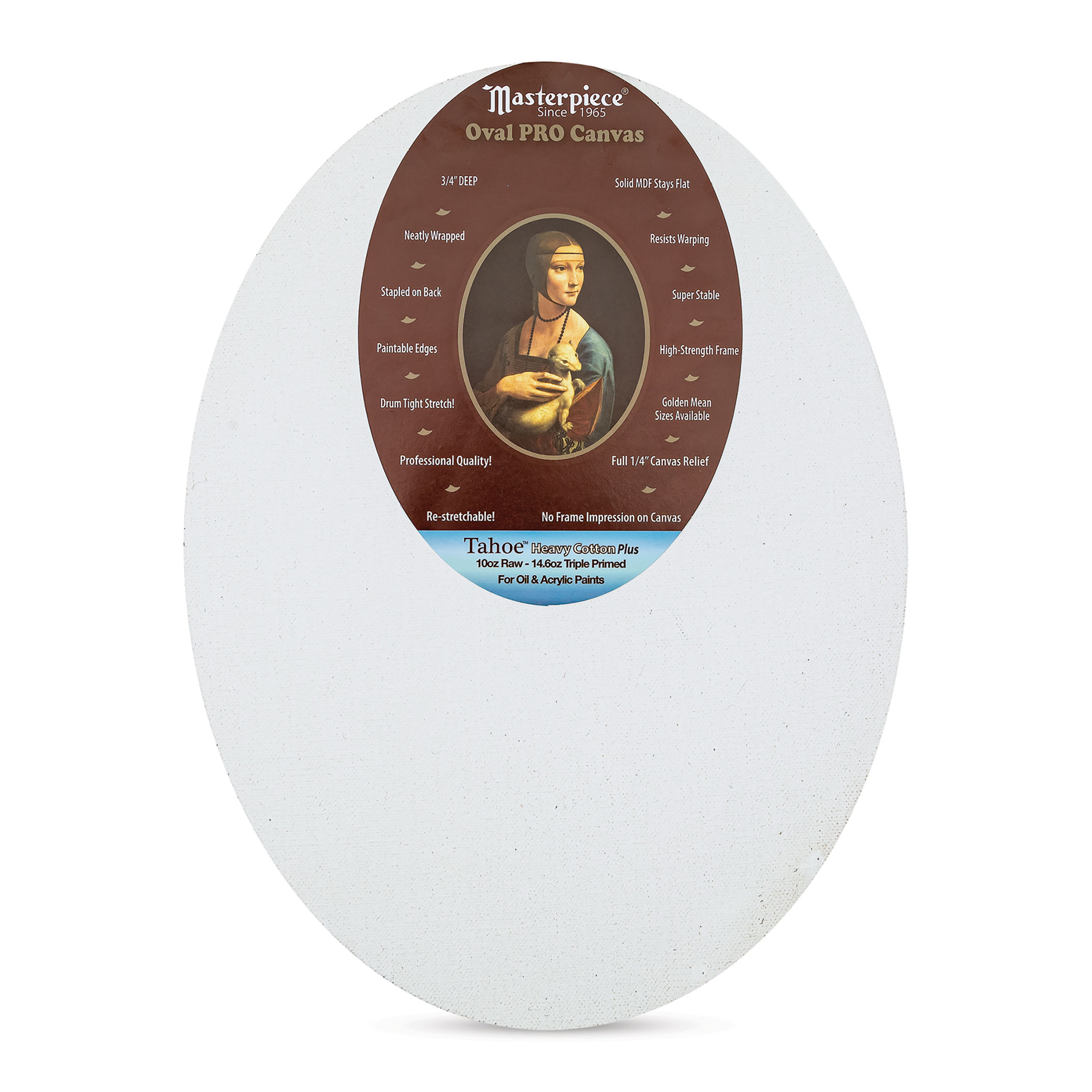 Masterpiece Pro Stretched Oval Canvas - 9 x 12, 3/4 Profile