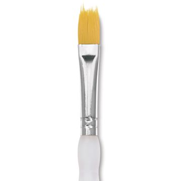 Open in modal - Royal & Langnickel Soft Grip Golden Taklon Brush - Filbert Comb, Short Handle, Size 3/8", close-up
