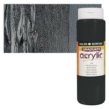 Open in modal - Daler-Rowney Graduate Acrylic Paint - Pearl Black, 500 ml bottle and swatch