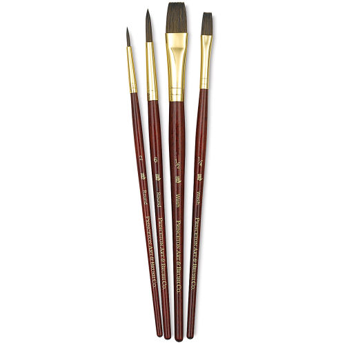 Princeton Artist Brush 4-Brush Round & Wash Camel Hair Brush Set