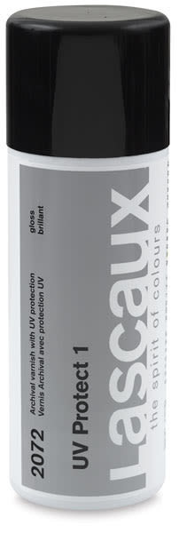 Lascaux UV Protect Spray Varnish - Front of UV Protect 1 Gloss Varnish can