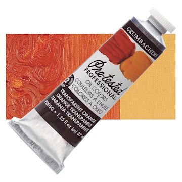 Open in modal - Grumbacher Pre-Tested Artists' Oil Color - Transparent Orange, 1.25 oz tube and swatch