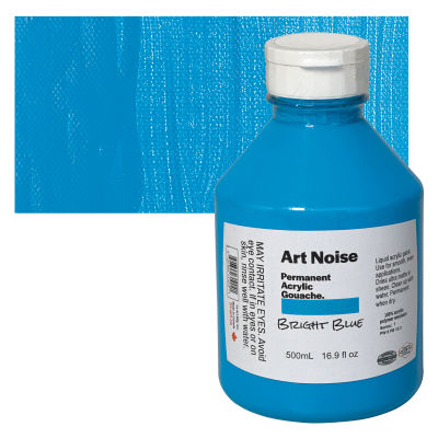 Tri-Art Art Noise Permanent Acrylic Gouache - Bright Blue, 500 ml, Bottle with Swatch