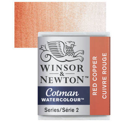 Winsor & Newton Cotman Watercolor - Red Copper, Half Pan with Swatch