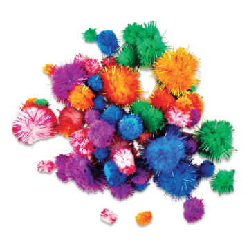 Red & Pink Tinsel Pom Poms