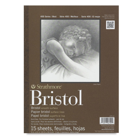 Strathmore Bristol Pad - 9'' x 12'', 2 Ply, Smooth, 15 Sheets