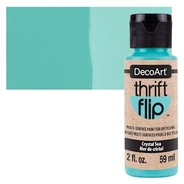 Open in modal - DecoArt Thrift Flip Multi-Surface Paint - Crystal Sea bottle and swatch