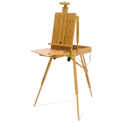 Bamboo French Sketchbox Easel - Front view of set up easel with palette
