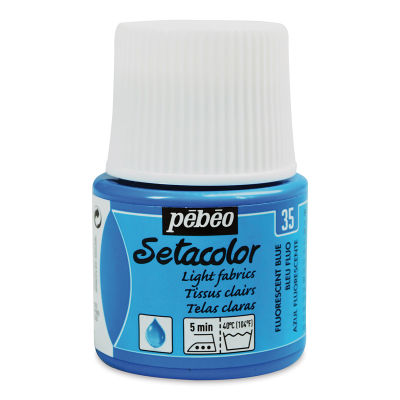 Pebeo Setacolor Fabric Paint - Fluorescent Blue, Opaque, 45 ml bottle