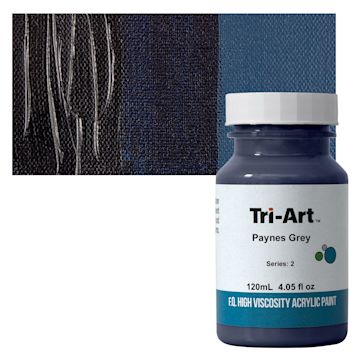 Open in modal - Tri-Art High Viscosity Artist Acrylic - Payne's Gray, 120 ml jar and swatch