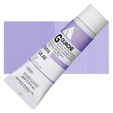 Open in modal - Holbein Acrylic Gouache - Lilac, 40 ml tube and swatch