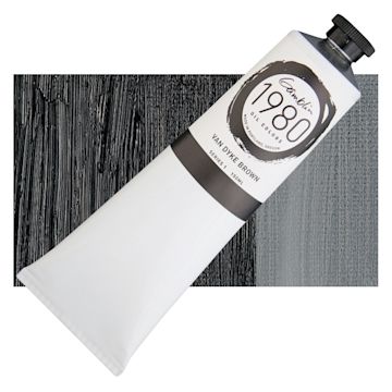 Open in modal - Gamblin 1980 Oil Paint - Van Dyke Brown, 150 ml tube and swatch