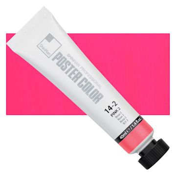 Open in modal - ShinHan Professional Poster Color Paint - Pink 2, 40 ml tube and swatch
