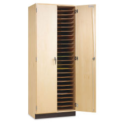 Paper/Drawing Board Storage Cabinet - Left Angle view with one door open showing paper slots