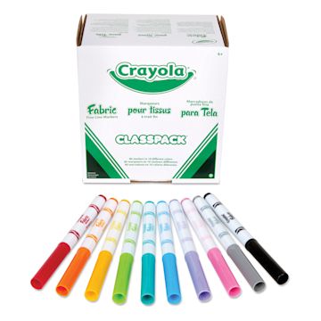 Open in modal - Crayola Fabric Markers - Class pack of 80 markers shown with capped markers in front showing colors