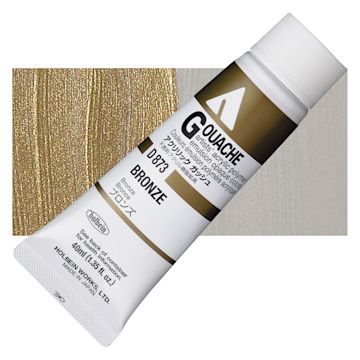 Open in modal - Holbein Acrylic Gouache - Bronze, 40 ml tube and swatch