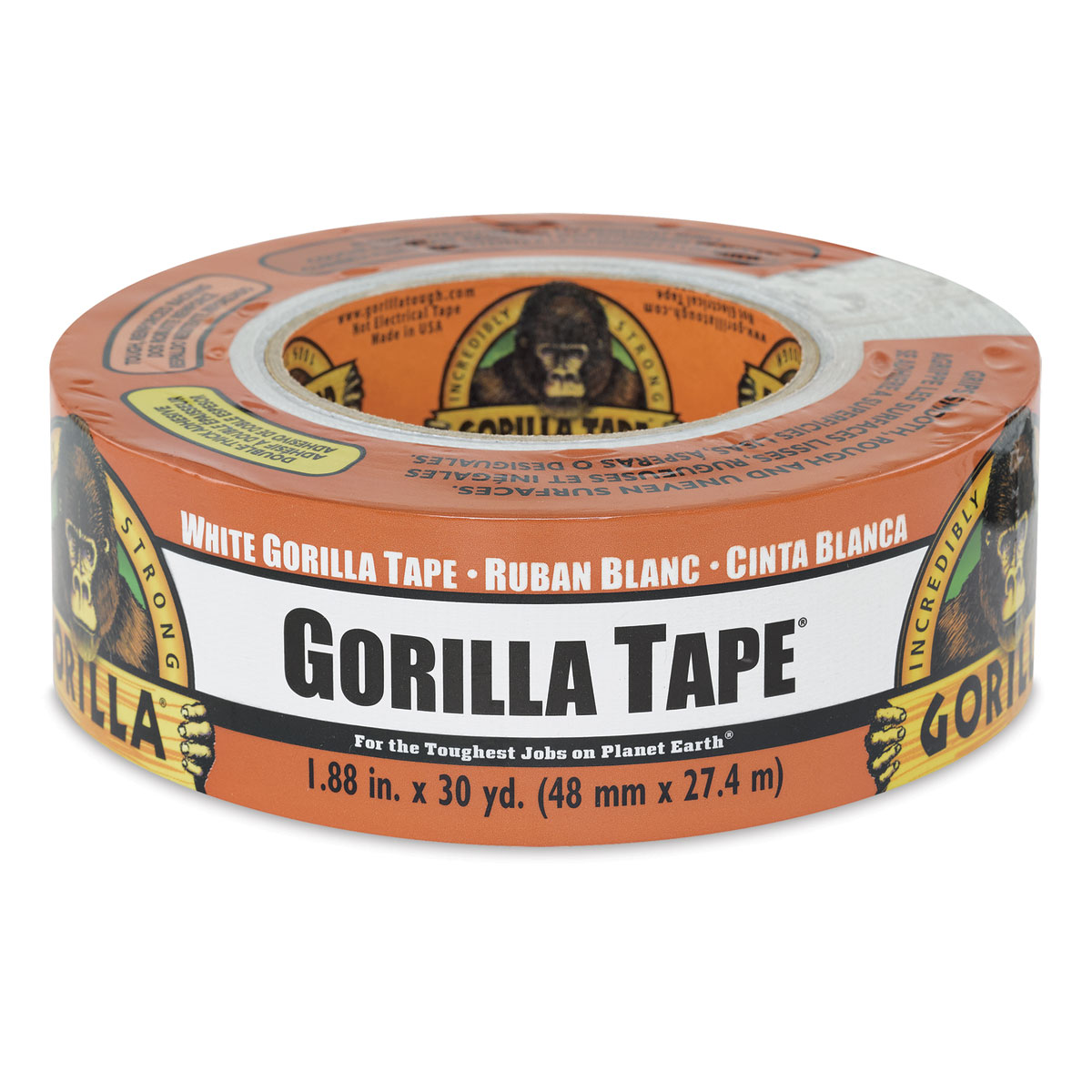  Gorilla Tape, White Duct Tape, 1.88 x 30 yd, White