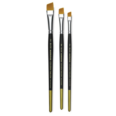 Blick Masterstroke Golden Taklon Brushes - 3 Angle Shaders shown upright