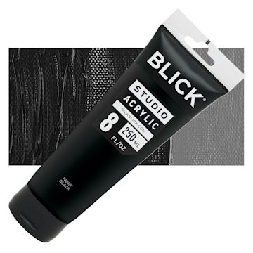 Open in modal - Blick Studio Acrylic Paint - Ivory Black, 4 oz tube and swatch