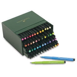Faber-Castell Pitt Artist Pens - Assorted Colors, Set of 48 (open box showing contents)