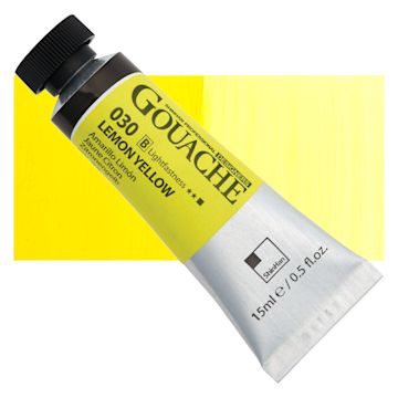 Open in modal - ShinHan Professional Designers Gouache - Lemon Yellow, 15 ml tube and swatch
