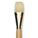 Raphaël D'Artigny Interlocked White Bristle Brush - Flat, Long Handle, Size 28