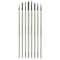Silver Brush Black Pearl Synthetic Brushes - Series BP-6407, Variety Detail Painting, Set of 8