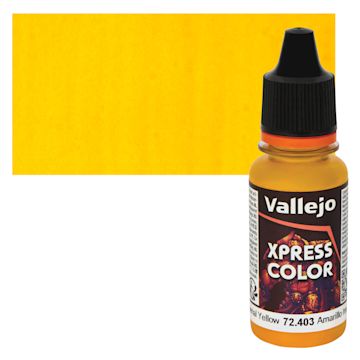 Open in modal - Vallejo Xpress Color Acrylic Paint - Imperial Yellow - 18 ml Bottle and Swatch