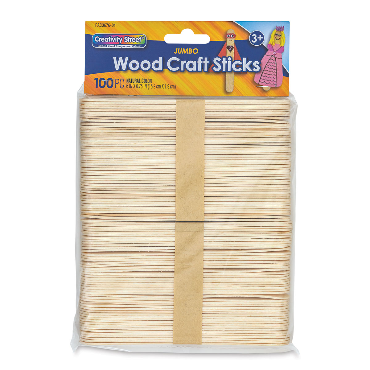 Creativity Street Jumbo Craft Sticks, Natural, 6-in x 0.75 Inch