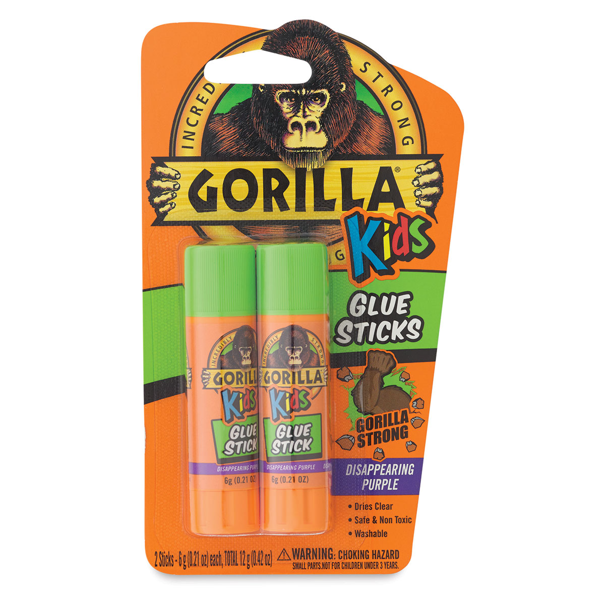 Gorilla School Glue Sticks, 0.21 oz/Stick, Dries Clear, 36 Sticks/Box