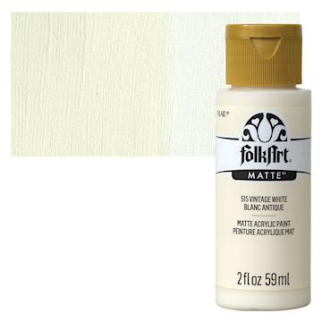 Open in modal - FolkArt Matte Acrylic Paint - Vintage White, 2 oz, Bottle and swatch