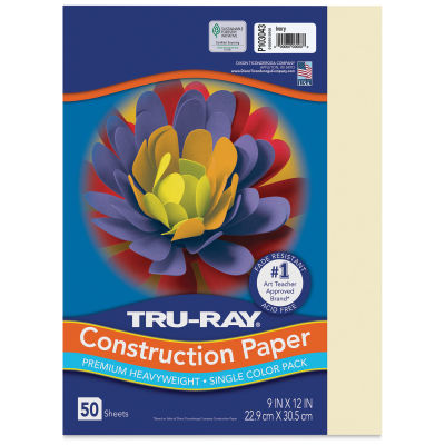 Pacon Tru-Ray Construction Paper - 9" x 12", Ivory, 50 Sheets (front of packaging)