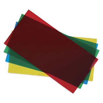 Open in modal - Evergreen Transparent Colored Polystyrene Sheets - Assorted, 6" x 12", 0.010" Thick, Pkg of 5