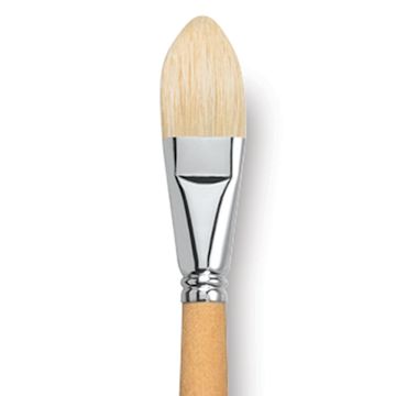 Open in modal - Escoda Clasico Chungking White Bristle Brush - Filbert, Extra Long Handle, Size 26 close up