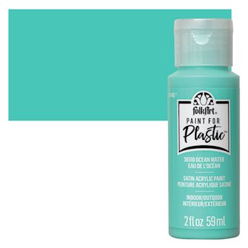 Open in modal - FolkArt Paint for Plastic - Ocean Water, 2 oz bottle and swatch