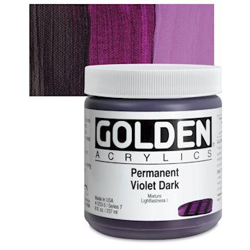 Open in modal - Golden Heavy Body Artist Acrylic - Permanent Violet Dark, 8 oz Jar and swatch